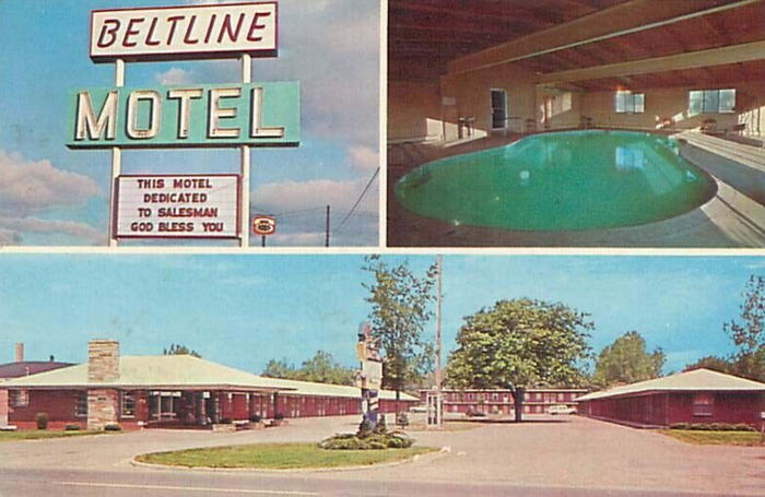 Beltline Motel (Pleasant Motel) - Old Postcard (newer photo)